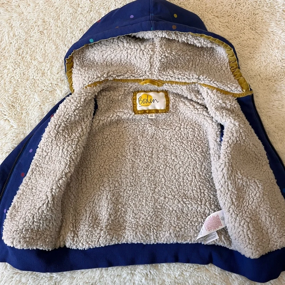 Mini Boden Sherpa Inner Lining Sweater Girls Sz 3-4 - Picture 2 of 2